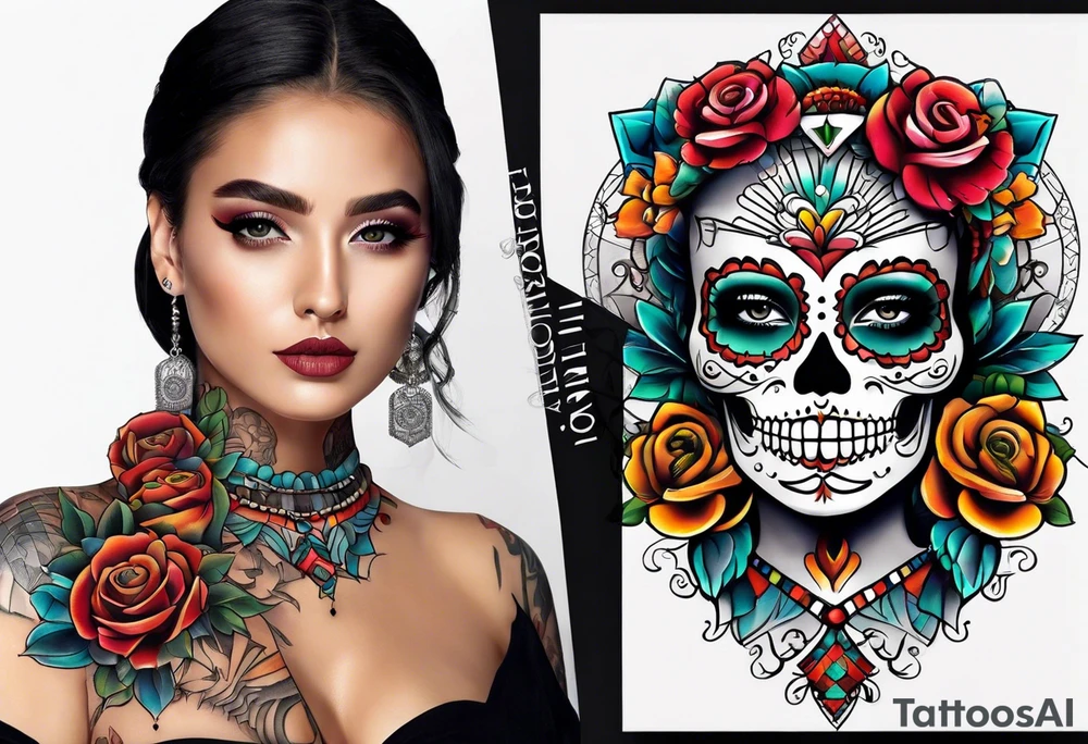 Mexico day of dead tattoo idea