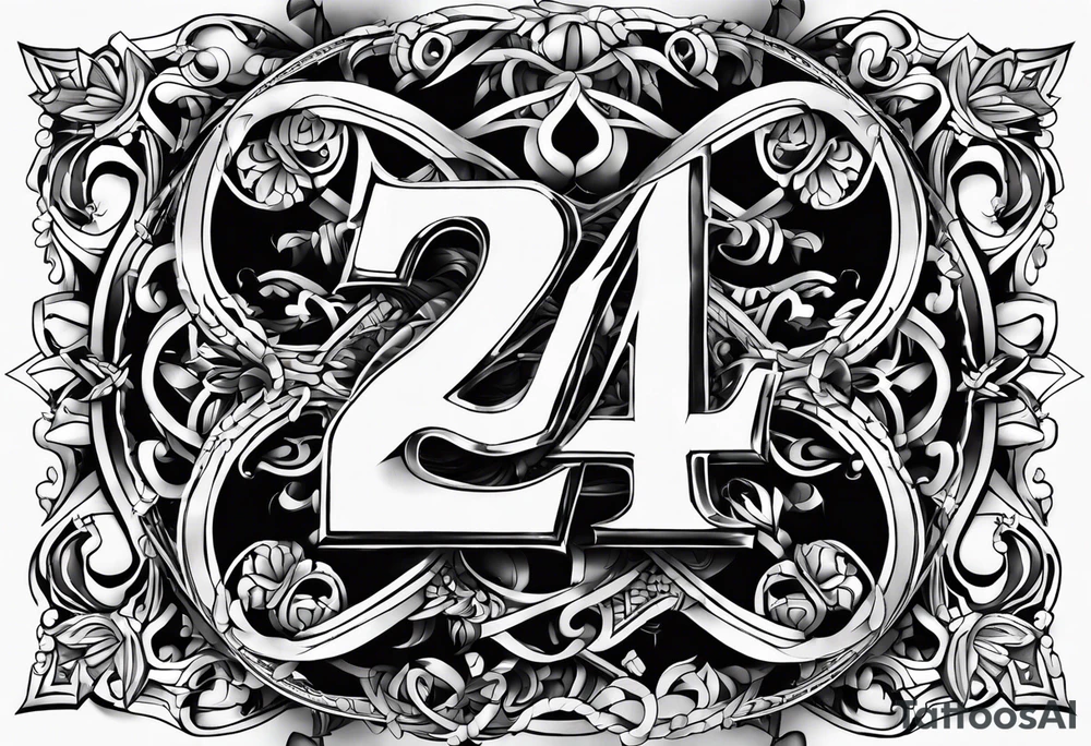 Generate tattoo designs featuring the number 24 composed entirely of tiny X's. tattoo idea