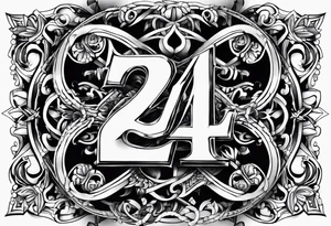 Generate tattoo designs featuring the number 24 composed entirely of tiny X's. tattoo idea