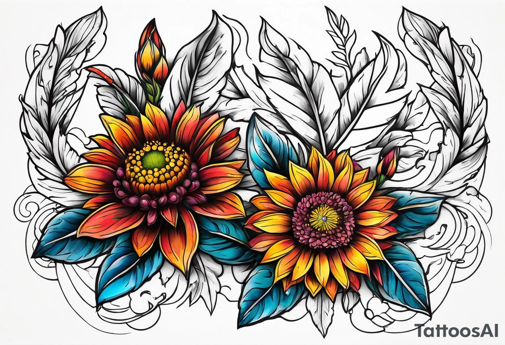 Indian blanket flower arrows tattoo idea