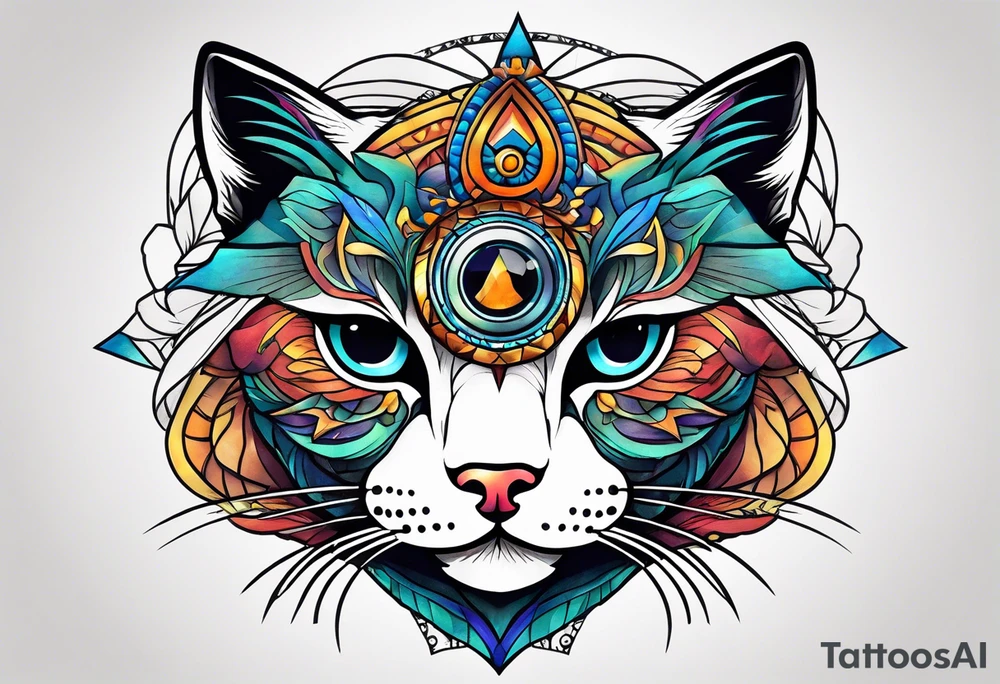 Third eye cat tattoo idea