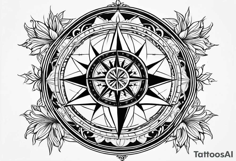 Bisexual compass rose tattoo idea