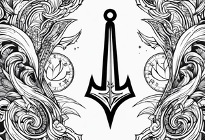 sword, wave, bolt, compass tattoo idea