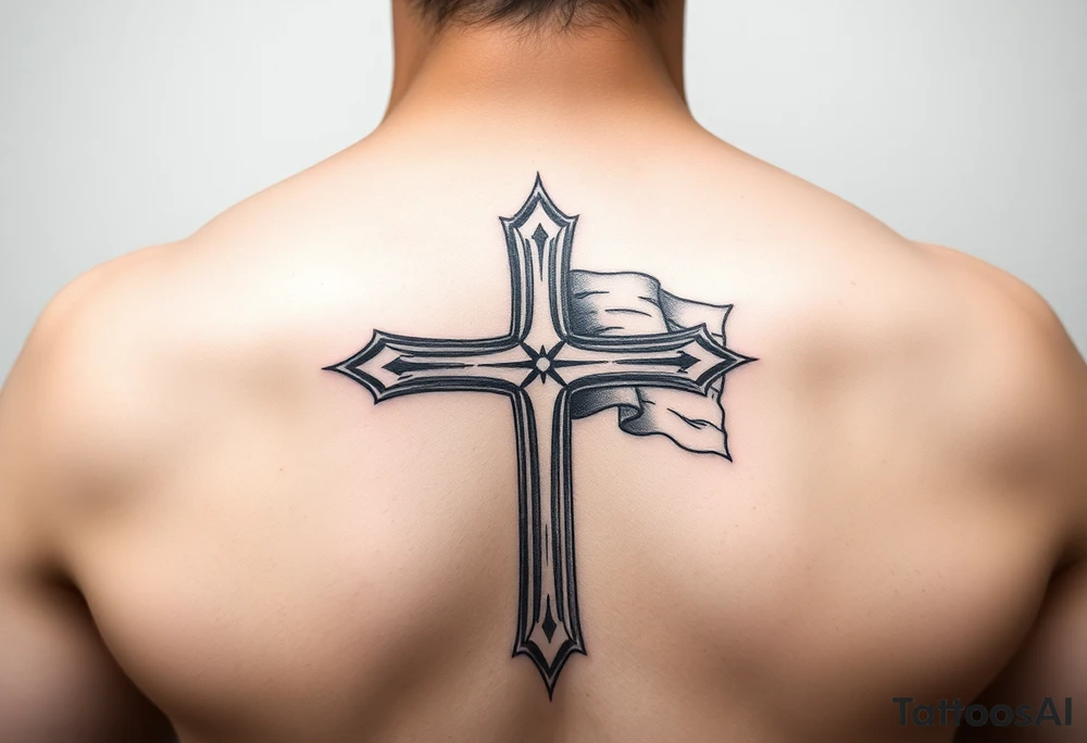 Cross with flag tattoo idea