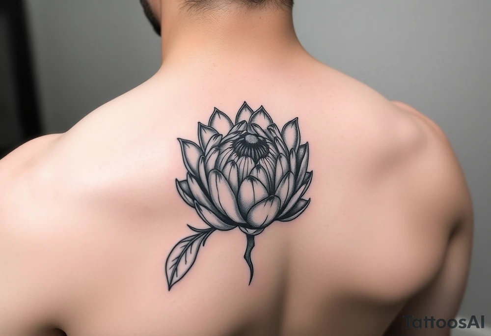 Blooming protea flower tattoo idea