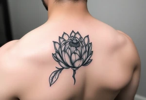 Blooming protea flower tattoo idea