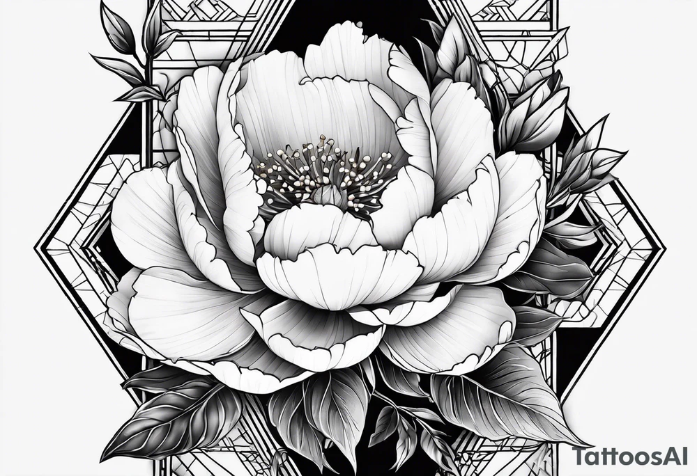 Triangle, peonies, lines, sun, thin lines, aesthetics, tattoo for girl tattoo idea