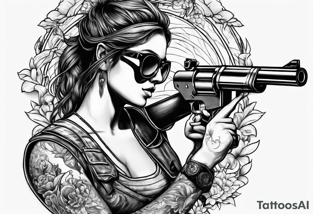 capricorn with sunglasses and shotgun tattoo idea
