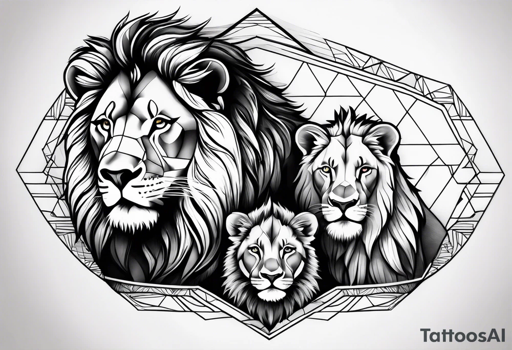 Realistic Lion and Cub paw tattoo idea