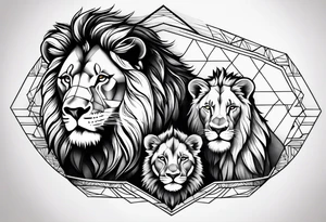 Realistic Lion and Cub paw tattoo idea