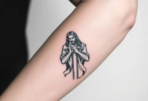 Jesus praying cross tattoo idea