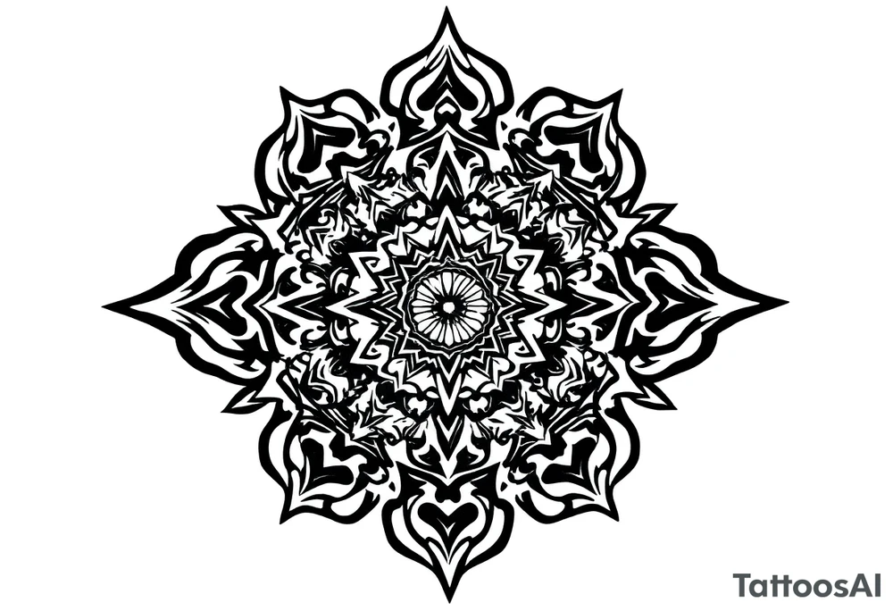 long mytical mandala with ancient rhyme tattoo idea
