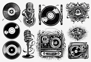 sound music vinyl DJ tattoo idea