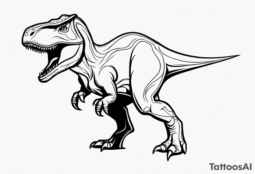 dinosaur with flames tattoo idea