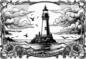 tatou d'un phare maritime dans un bateau a voiles. tattoo idea