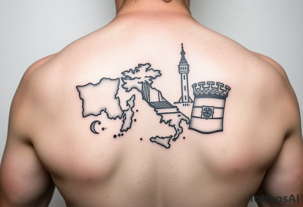 tattoo combining France, Italy, Netherlands, Spain tattoo idea