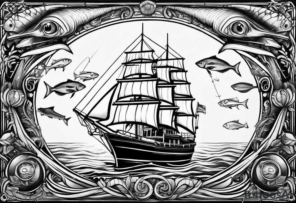 Deep Sea Fishing 
Boat
Beers
Cigars tattoo idea
