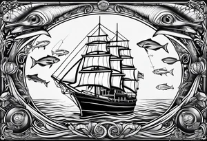 Deep Sea Fishing 
Boat
Beers
Cigars tattoo idea