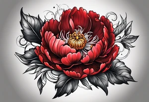 red peony tattoo idea
