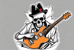 Rock and roll skull with a guitar tattoo idea