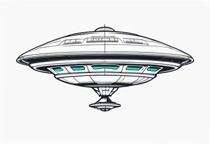 engineer Drawing of an alien flying saucer in three projections tattoo idea