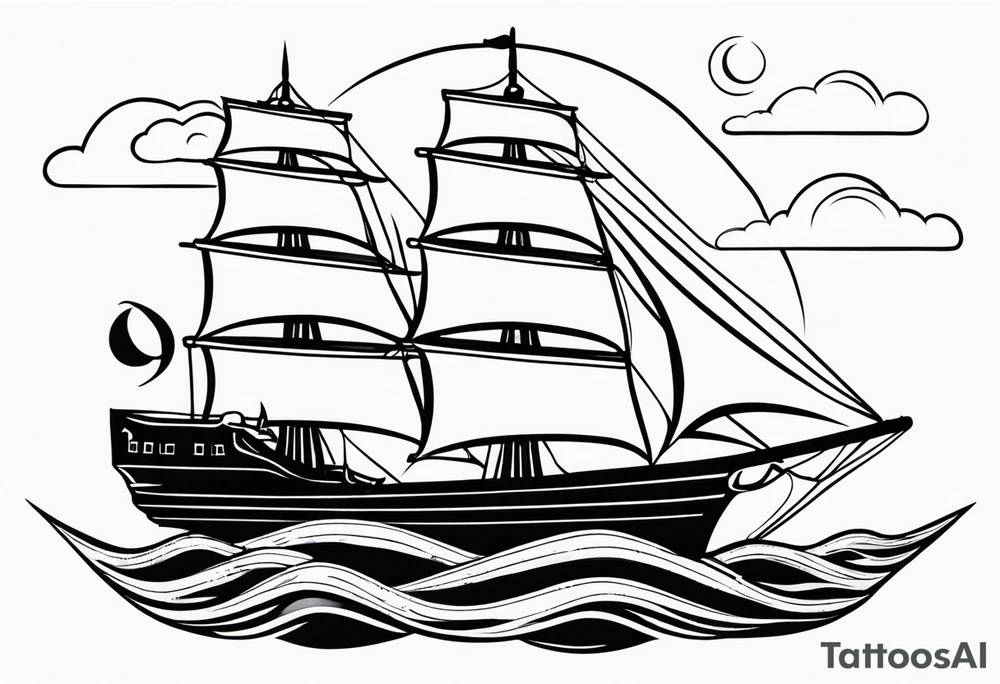 nautical ship tattoo idea