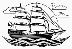 nautical ship tattoo idea