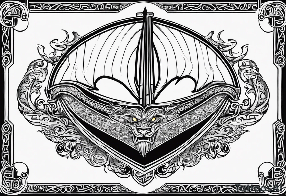 Valhalla sword shield viking ship dragon head tattoo idea Valhalla sword shield viking ship dragon head tattoo idea