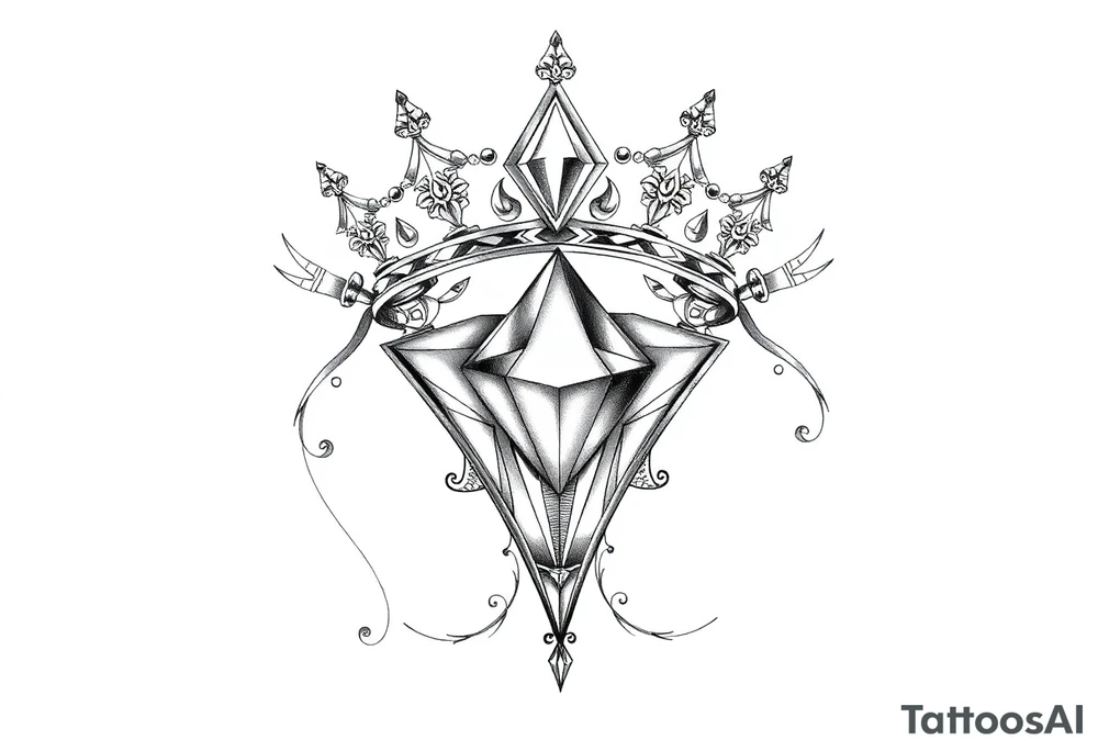 Pubic crown diamond vagina and anus tattoo idea