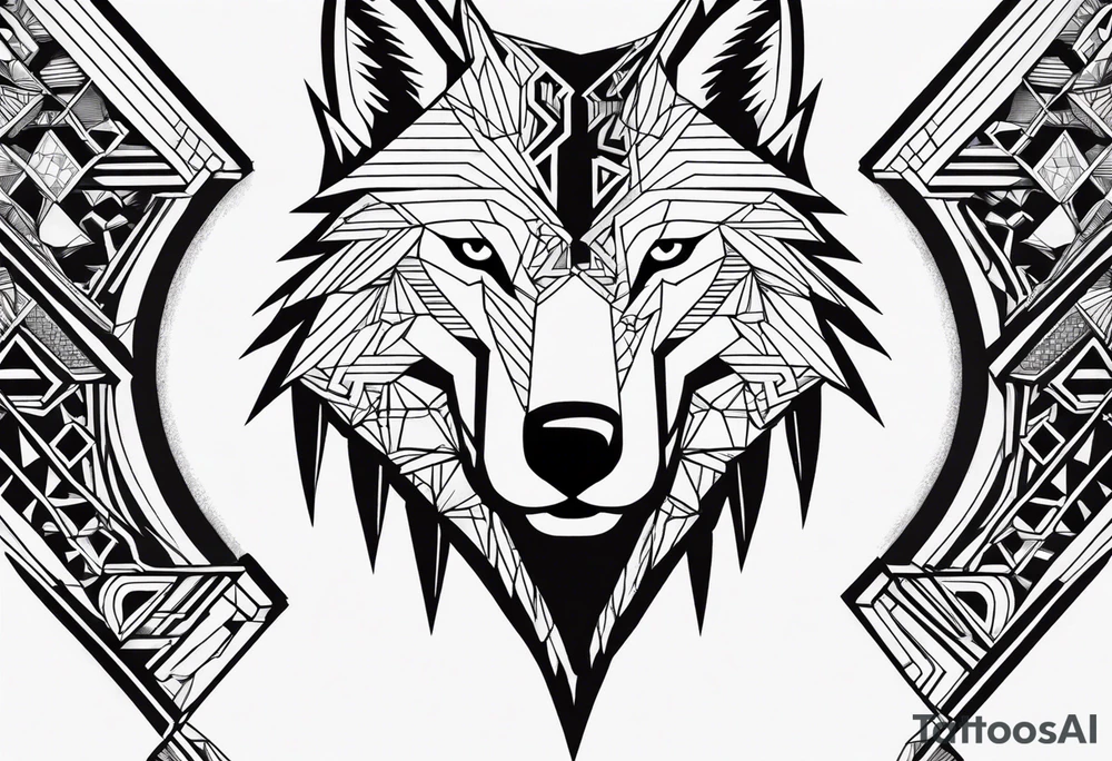 A drawing geometrically half eagle and half wolf tattoo idea A drawing geometrically half eagle and half wolf tattoo idea