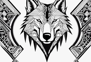 A drawing geometrically half eagle and half wolf tattoo idea