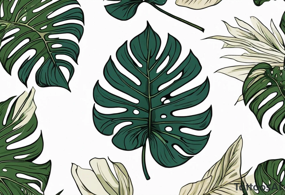 monstera leaf tattoo idea