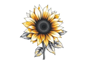 Sunflower with stem and leaves tattoo idea