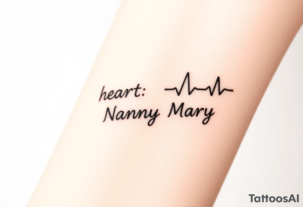 heartbeat rhythm with “Nanny Mary” in the middle tattoo idea