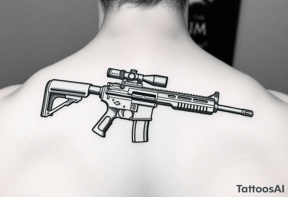 Rifle woth ochoa inside of it tattoo idea