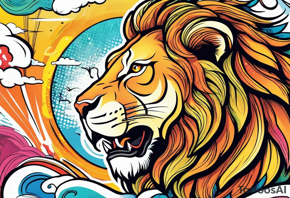 powerful majestic lion, close-up tattoo idea