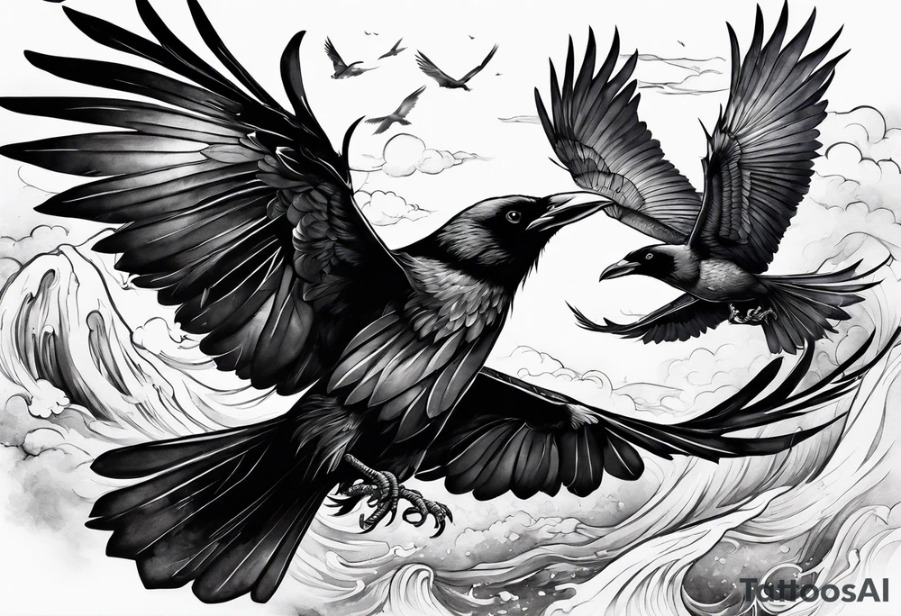 flying crows tattoo idea