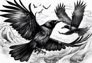 flying crows tattoo idea