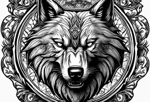 Werewolf face facing forward with a white and black eye very well detailed 
hand tattoo tattoo idea