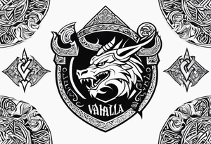 Valhalla sword dragon head axe viking church tattoo idea