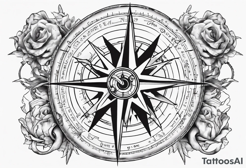 Compass tatoo with sun, Gemini , angels and snake tattoo idea