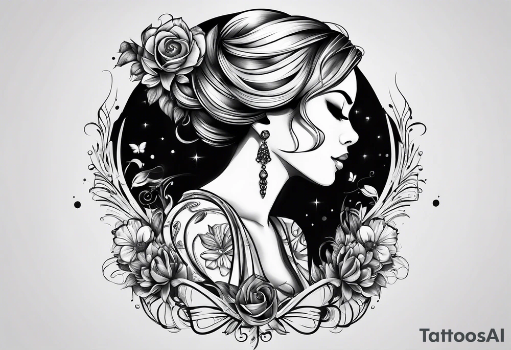 piano music girl tattoo idea