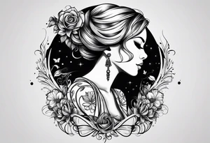 piano music girl tattoo idea
