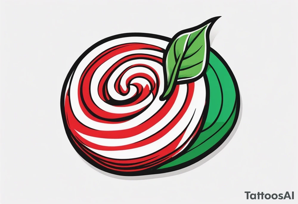 small tattoo of a green swirl peppermint candy in the wrapper tattoo idea