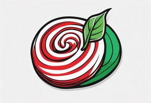 small tattoo of a green swirl peppermint candy in the wrapper tattoo idea