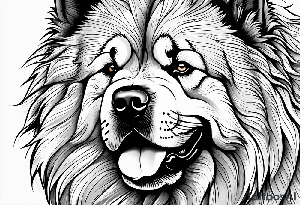 Chow chow dog fine line tattoo tattoo idea
