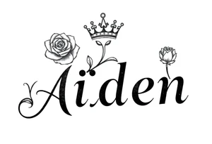 Rose with no stem with a kings crown above it and the name Aiden large Infront of it going to the right 


A rose bud with a kings crown on-top towards the left tattoo idea