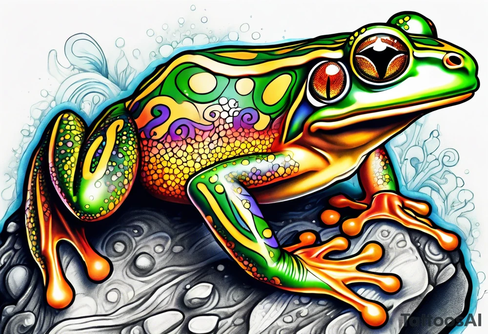 a psychedelic frog tattoo idea