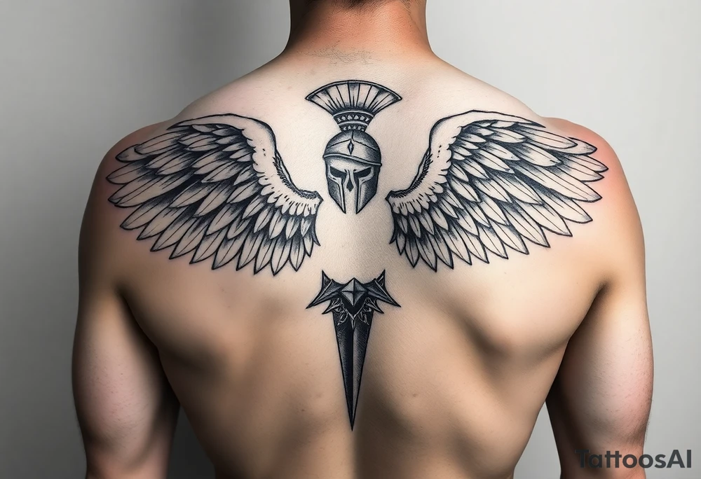 spartan angel tattoo idea