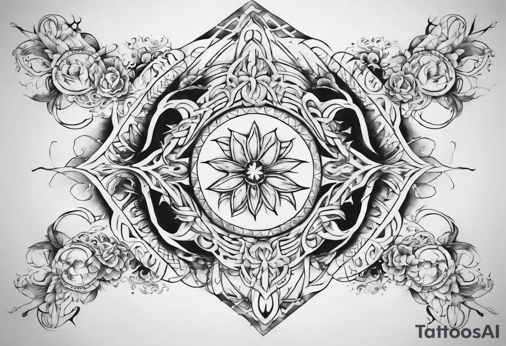 Female tattoo which will wrap around ankle horizontally which is larger in the centre tattoo idea